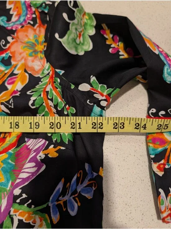Lauren Ralph Lauren Womens Colorful Paisley Floral Button-Down Blouse 1X Black - Picture 10 of 16